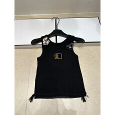 批发2026年春夏新款针织金线字母花朵<b class='q'>无袖</b>套头<b class='q'>背心</b>修身显瘦百搭女<b class='q'>背心</b>