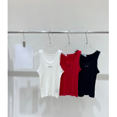 批发2026年春夏新款针织字母<b class='q'>明星</b><b class='q'>同款</b>蕾丝花边针织无袖套头背心女上衣