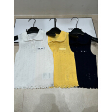 批发2026年春夏新款针织字母木耳边翻领无袖套头背心修身显瘦<b class='q'>百搭</b>背心