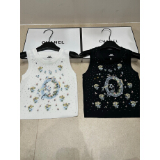 批发2026年春夏新款针织迪烫钻花卉字母镜子无袖套头背心显瘦<b class='q'>百搭</b>背心