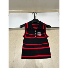 批发2026年春夏新款针织粉字母翻领无袖套头背心修身显瘦<b class='q'>百搭</b>女背心