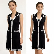 批发2026年<b class='q'>春</b>夏新款香山茶花无袖背心连衣裙修身显瘦百搭女长裙子