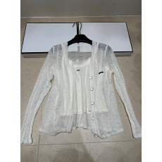 批发2026年夏季新款针织香字母长袖防晒开衫+无袖套头吊带女两件<b class='q'>套装</b>