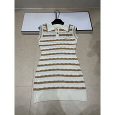 批发2026年夏季新款针织香字母金线翻领无袖套头背心<b class='q'>连衣裙</b>百搭女裙子