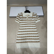 批发2026年夏季新款针织香字母金线翻领短袖套头<b class='q'>连衣裙</b>修身显瘦女裙子