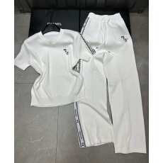 批发2026年夏季新款针织字母刺绣短袖圆领套头+长裤女运动休闲<b class='q'>两件套</b>