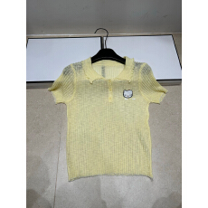 批发2026年夏季新款针织字母翻领短袖套头宽松百搭女上衣潮品