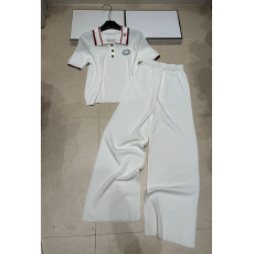 批发2026年夏季新款针织G字母翻领短袖翻领套头+长裤女潮品两件<b class='q'>套装</b>