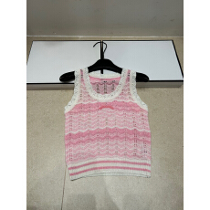 批发2026年夏季新款针织香logo粉色波浪无袖套头背心修身显瘦百搭潮品