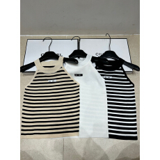 批发26夏季新款潮牌针织缪M家字母条纹挂脖无袖背心<b class='q'>修身</b>显瘦百搭上衣