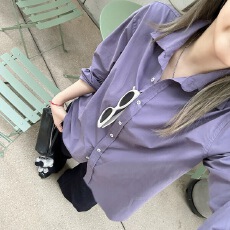 批发曾月半《早秋新款》60S新疆<b class='q'>全棉</b>宽松长袖衬衫女慵懒衬衣气质上衣!