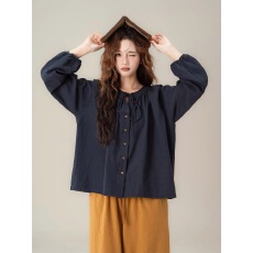 批发法式复古圆领系带灯笼袖<b class='q'>衬衫</b>女2025秋季新款宽松显瘦百搭<b class='q'>长袖</b>上衣