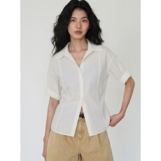 批发复古肌理感翻领衬衫收腰上衣女2026年<b class='q'>夏</b>季通勤宽松显瘦蝙蝠袖衬衣