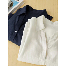 批发100%亚麻气质通勤口出口欧美外贸<b class='q'>原</b><b class='q'>单</b>OL时尚洋气长袖衬衣衬衫<b class='q'>女装</b>