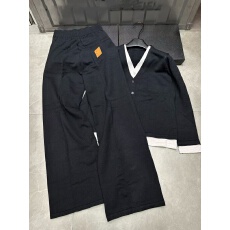 批发2025秋冬新款假两件针织开衫<b class='q'>上衣</b>+长<b class='q'>裤</b>两件套套<b class='q'>装</b>套<b class='q'>装</b>