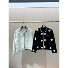 批发2025秋冬新款立体装饰花朵水貂毛开衫减龄百搭<b class='q'>上衣</b><b class='q'>外套</b>