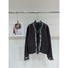 批发网红新款秋冬新款重工钉珠毛边针织开衫慵懒风宽松百搭外套