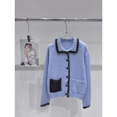 批发2025冬季新款个性手勾豆豆花边翻领针织毛衣