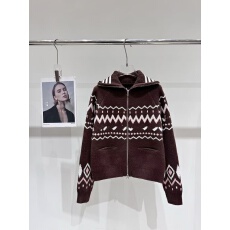 批发2025冬季新款<b class='q'>宽松</b>提花双开拉链针织开衫慵懒风<b class='q'>宽松</b>外套