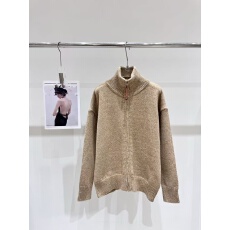 批发2025冬季新款<b class='q'>男</b>女同款后背logo拉链开衫毛衣慵懒风宽松百搭外套