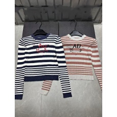 批发2026早春新款字母提花条纹圆领针织长袖<b class='q'>修身</b>显瘦百搭上衣