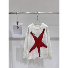 批发网红新款星月系列刺绣马海毛针织衫慵懒风宽松百搭上衣