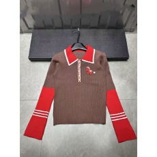 2026早春新款拼色翻领针织长袖减龄休闲百搭上衣