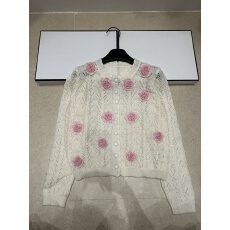 批发2026春夏新款玫瑰花圆领单排扣镂空针织开衫减龄百搭上衣薄外套