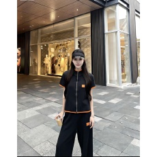 批发简约休闲拉链针织开衫短袖+长裤两件套套装2026夏季新款