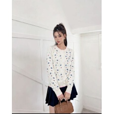 批发新款满刺绣提花工艺<b class='q'>针织</b>圆领<b class='q'>开衫</b>长袖简约休闲上衣2026春夏