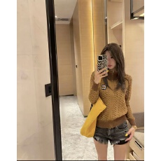 批发贴布方块镂空拉链气质<b class='q'>开衫</b>减龄薄款休闲百搭<b class='q'>针织</b>外套上衣