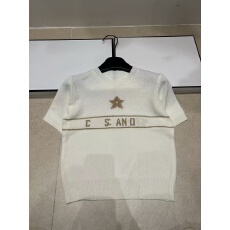 批发2026夏季新款提花金丝线针织圆领短袖简约休闲气质百搭上衣