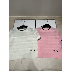 批发手绣条纹圆领针织短袖2026夏季新款简约休闲气质百搭上衣