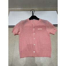 批发镂空圆领针织短袖单排扣<b class='q'>开衫</b>简约休闲时尚百搭上衣2026夏季新款