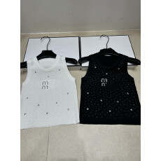 批发2026夏季新款重工烫钻圆领针织背心简约休闲气质短款背心上衣