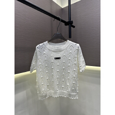 批发2026夏季新款镂空立体颗粒针织圆领短袖通勤百搭薄款上衣