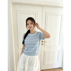 批发夏季新款特定纱线针织短袖简约休闲时尚百搭薄款上衣