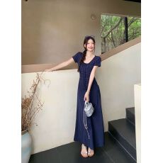批发已出货 短袖连衣裙女<b class='q'>夏</b>收腰显瘦A字裙长裙