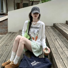 批发薄款印花微透轻薄<b class='q'>长袖</b><b class='q'>白色</b>罩衫女慵懒透气防晒网纱<b class='q'>T</b><b class='q'>恤</b>