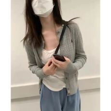 批发抖音天猫质量新款<b class='q'>春</b>秋季设计感刺绣小马标圆领长袖百搭开衫毛衣