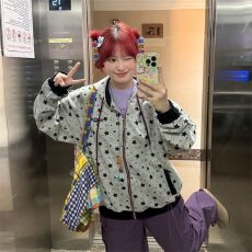 批发美式潮牌亚文化开衫连帽卫衣女2025新款秋<b class='q'>冬</b>季慵懒风小众宽松外套