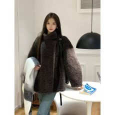 批发韩版chic2025新款皮毛一体外套冬季加厚皮毛一体面料<b class='q'>大</b>衣
