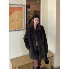 批发仿兔绒2025秋冬新款加厚加棉短款大衣复古小众立领毛绒绒外套女