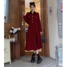 批发春秋新款胖mm显瘦减龄梨形身材红色<b class='q'>连衣裙</b>两件套大码小香风套装女