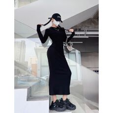批发纯欲辣妹连帽长袖<b class='q'>连衣裙</b>女<b class='q'>秋季</b>新款修身显瘦包臀裙性感显瘦长裙子