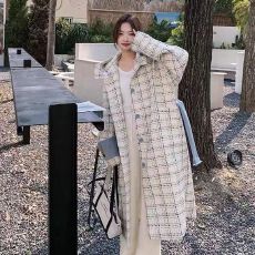 批发小香风格子呢子<b class='q'>大</b>衣<b class='q'>女</b>冬季2025年新款韩系设计感小众连帽毛呢<b class='q'>外套</b>