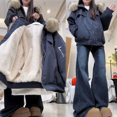 批发韩系高级感可拆卸毛领加绒加厚<b class='q'>棉衣</b>外套<b class='q'>男</b>女秋冬简约保暖派克棉服