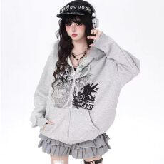 批发美式复古街头小众毛领可拆卸休闲百搭设计感宽松帽衫外套秋季新款