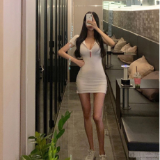 批发休闲网球裙速干性感连帽紧身包臀<b class='q'>短袖</b>开叉运动连衣短裙女夏