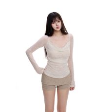 批发杏色<b class='q'>打底衫</b>内搭女秋季<b class='q'>新款</b>纯欲性感修身显瘦套头上衣女装